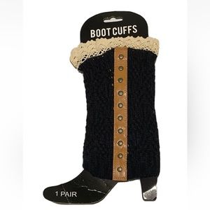 Boot cuff Hand knitted 100% Acrylic one pair black Rodeo Cowgirl